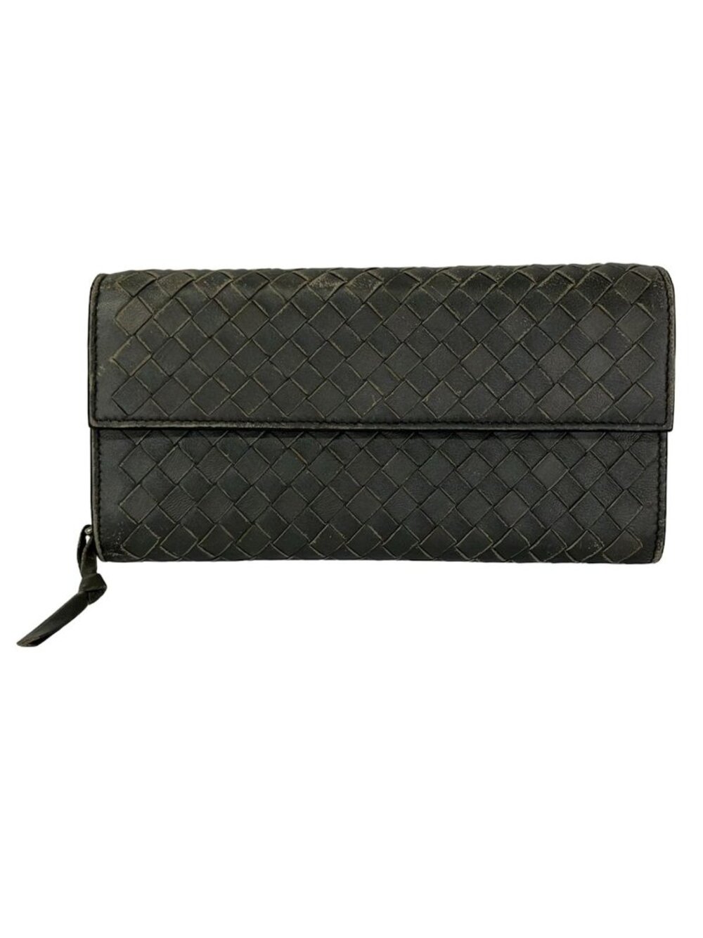 Bottega Veneta Wallet Intrecciato Gray Leather
